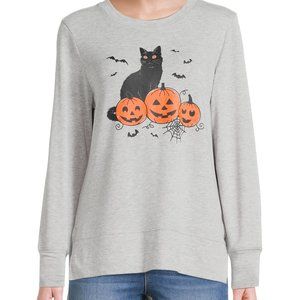 WAY TO CELEBRATE WOMEN'S LONG SLEEVE PUMPKIN CAT HACCI PULLOVER XXXL (22)